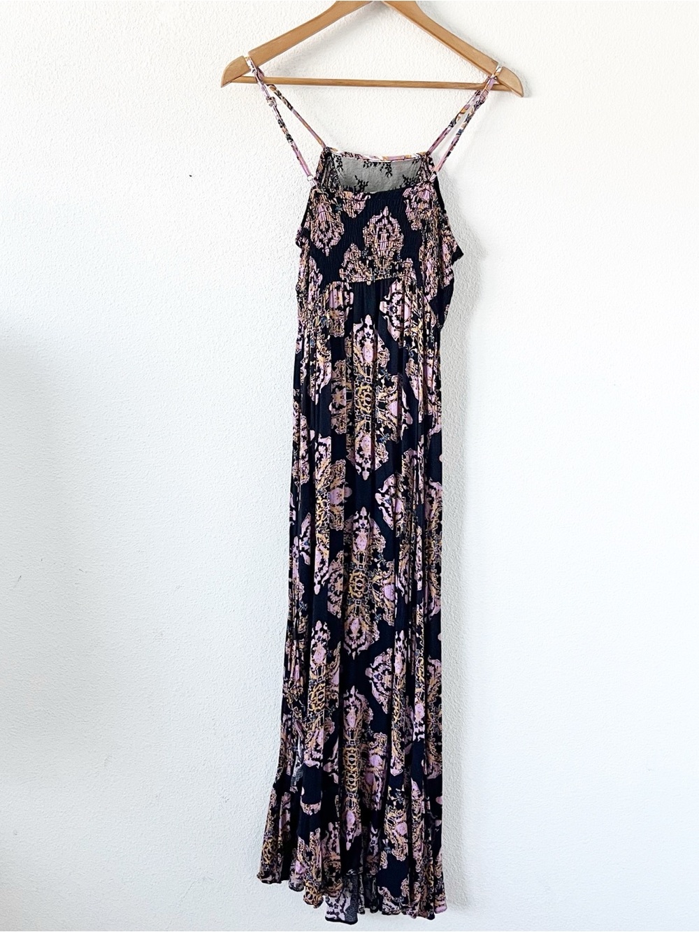 Free People Intimately That Moment Boho Vintage Inspired Black Floral Maxi Dress - Picture 8 of 9
